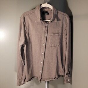 Kenneth Cole Button-up Knit Shirt 100% Cotton Top, Men's Size L, Black Tan